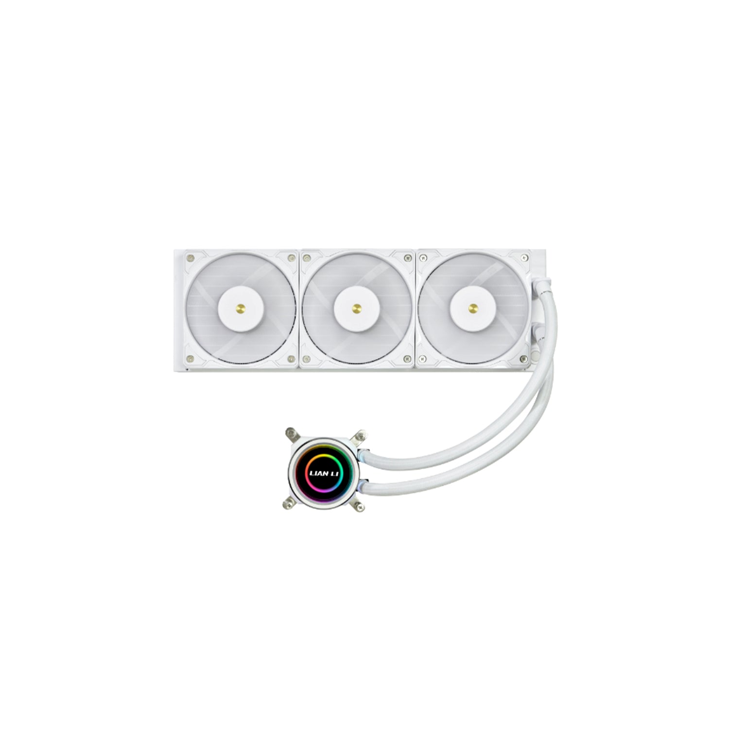 Lian-Li GA II Trinity Performance 360mm CPU Cooler Fans - Double Stack Fin Radiator With Daisy-Chainable LCP Fan - White (GA2P36W)