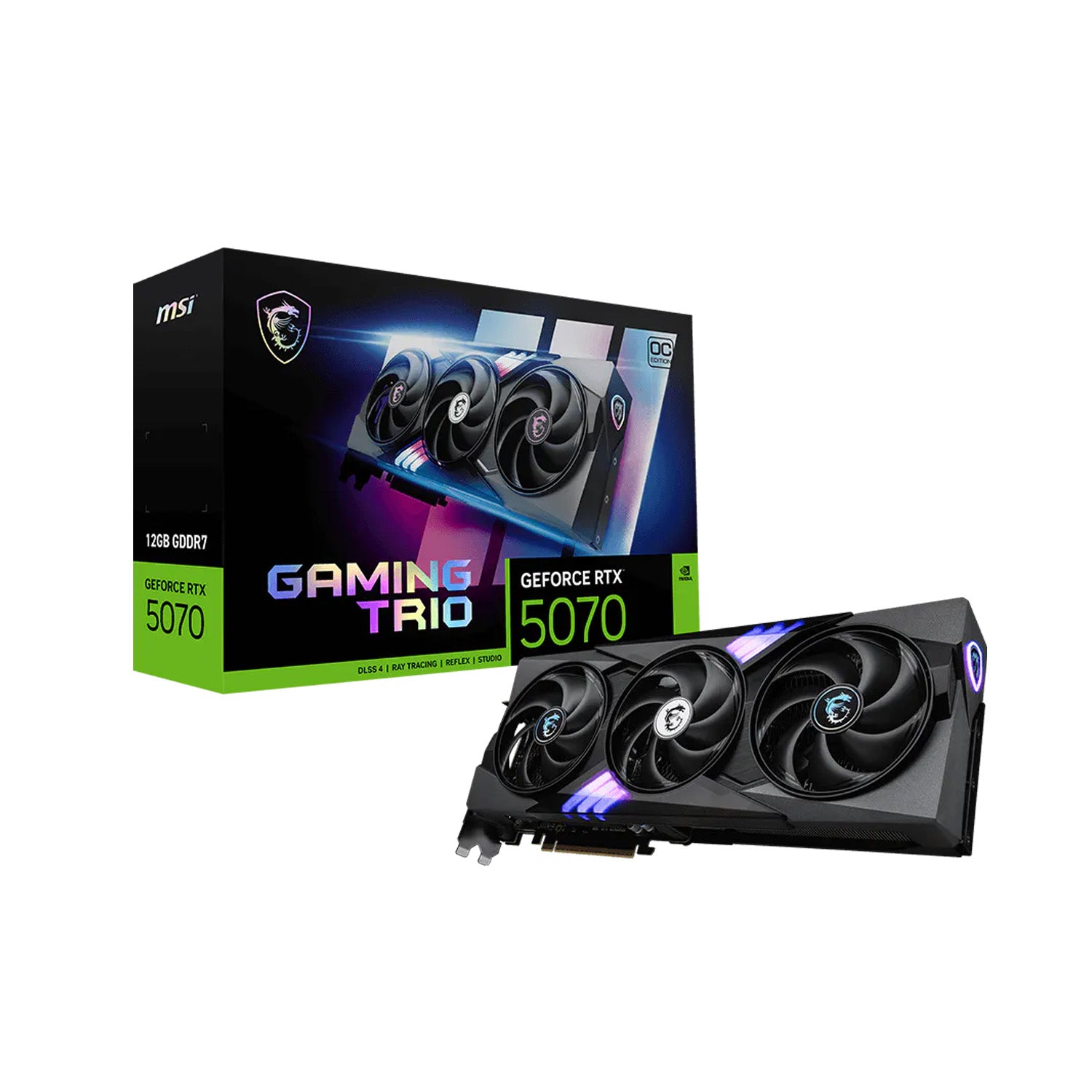 MSI GeForce RTX 5070 12GB GDDR7 GAMING TRIO OC Graphics Card | PCIe 5.0 | Triple Fan | DLSS 4 | Ray Tracing | HDMI 2.1b | DisplayPort 2.1b
