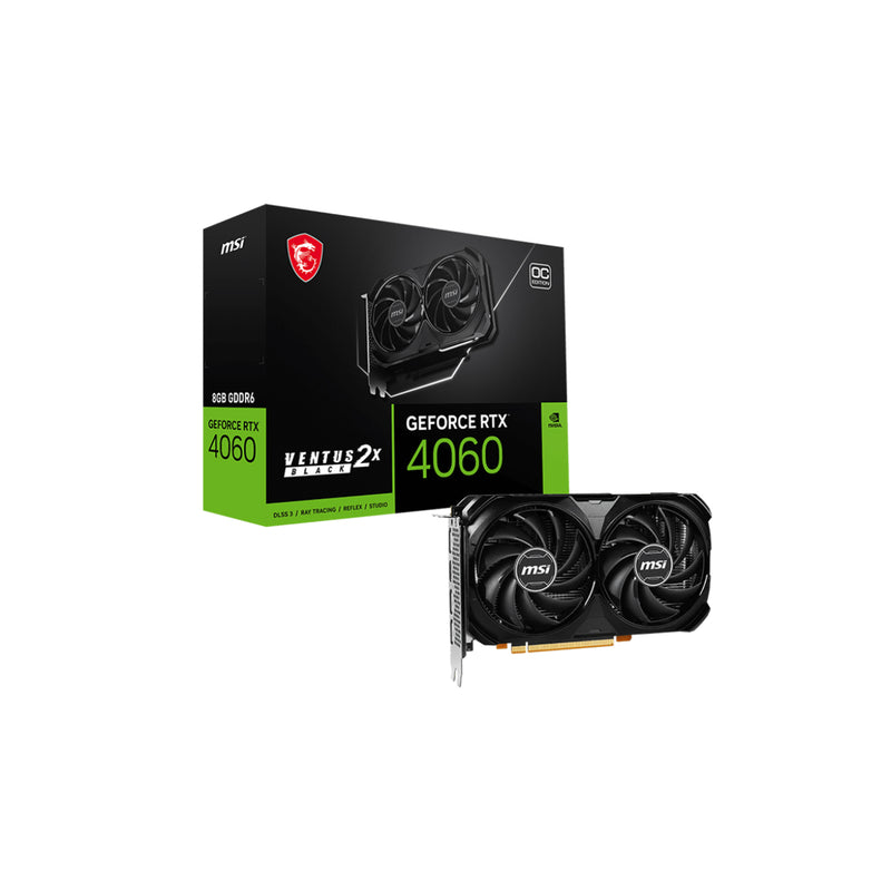 MSI GeForce RTX 4060 Ventus 2X Black 8G 0C Graphics Card - 8GB GDDR6, 128-bit Memory With Torx Fan 4.0, HDMI / Display Port