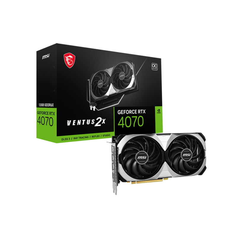 MSI GeForce RTX 4070 VENTUS 2X 12G OC Graphics Card - 12GB GDDR6X, 192-Bit Memory, Dual-Fan Thermal Design With AI- Enhanced Voice and Video, HDMI / Display Port