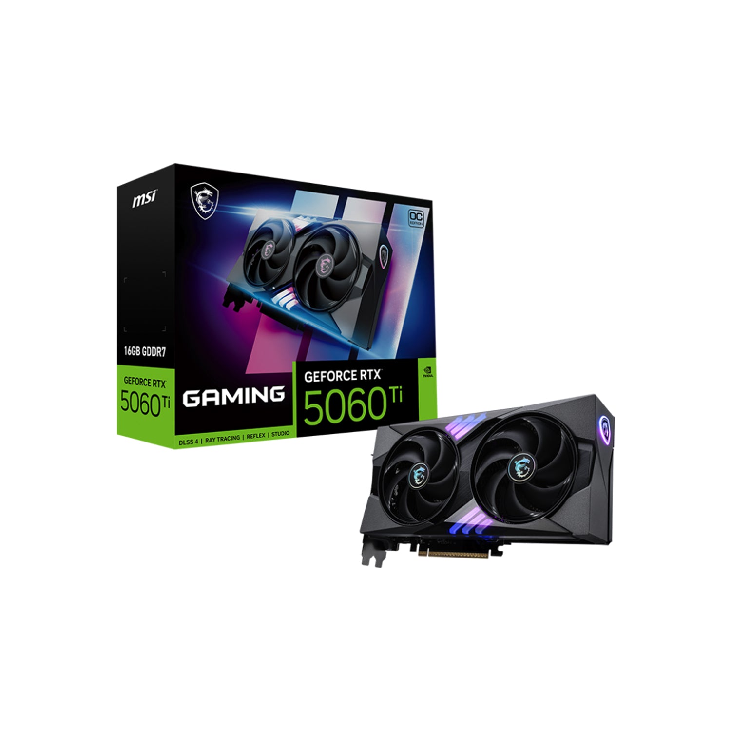 MSI GeForce RTX 5060 Ti 16G GAMING OC Graphics Card, 16GB GDDR7, 128-Bit Memory, Dual-Fan Thermal Design With TWIN FROZR 10, 3x Display Port / HDMI - (G506T-16GC)