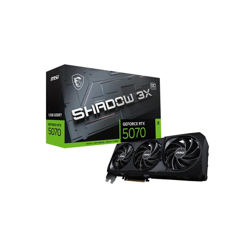 MSI GeForce RTX 5070 12G SHADOW 3X OC Graphics Card, 12GB GDDR7, 192-Bit Memory, Triple-Fan Thermal Design With Torx Fan 5.0, 3x Display Port / HDMI