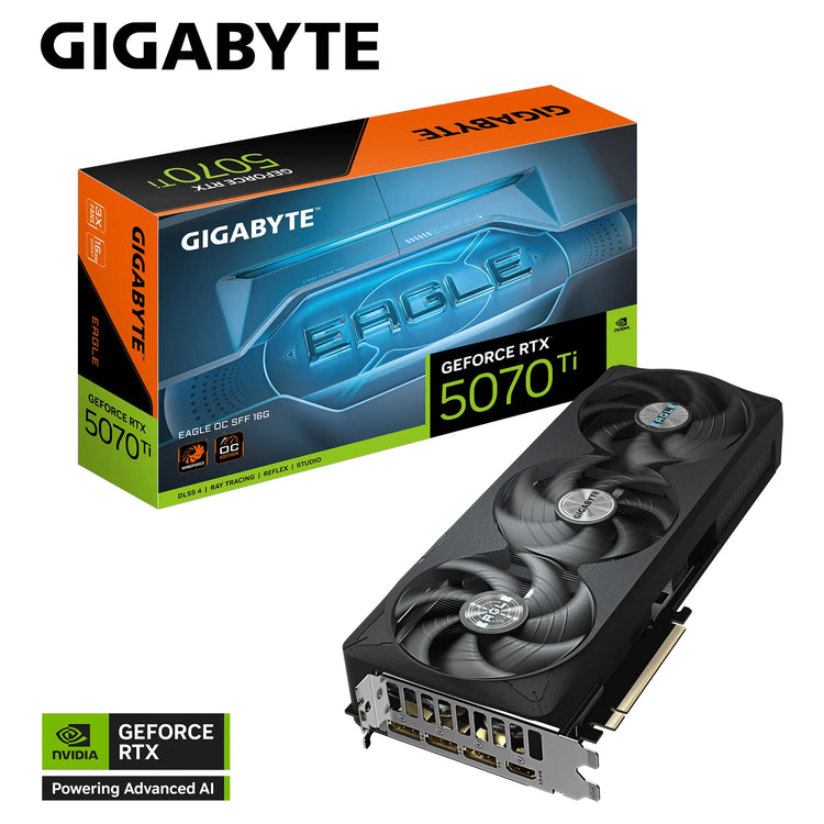 GIGABYTE GeForce RTX 5070 Ti EAGLE OC SFF Graphics Card - 16GB GDDR7, 256-Bit Memory, WindForce Cooling System With HAWK Fan, 3 xDisplayPort / HDMI - (GV-N507TEAGLE OC-16GD)