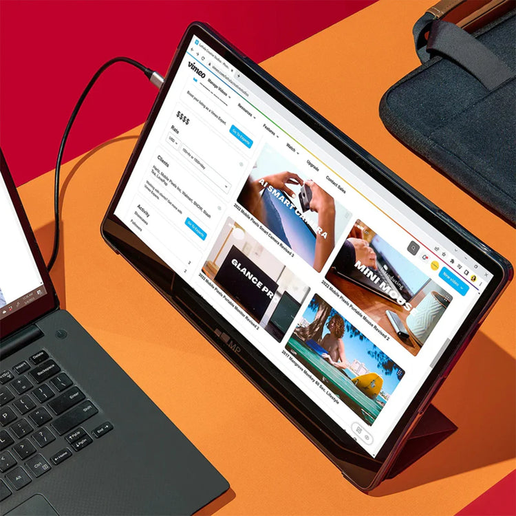 Mobile Pixels Glance Plus 15.6 Inch FHD OLED Monitor - 60Hz Refresh Rate, Foldable Smart Case With Built-in dual speakers, Mini HDMI, 2xUSB-C - (101-1012P01)