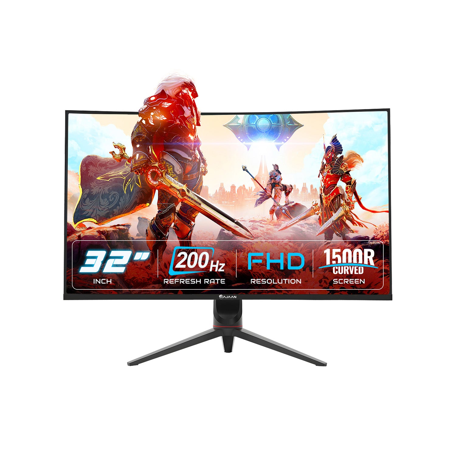 HAJAAN 32” Inch FHD 1080p Curved Gaming Monitor with RGB Lighting 200Hz Refresh Rate with VA Display, Built-in Speakers, Tilt Adjustment, Wall Mountable 2x HDMI, DP (X3223C) - Black