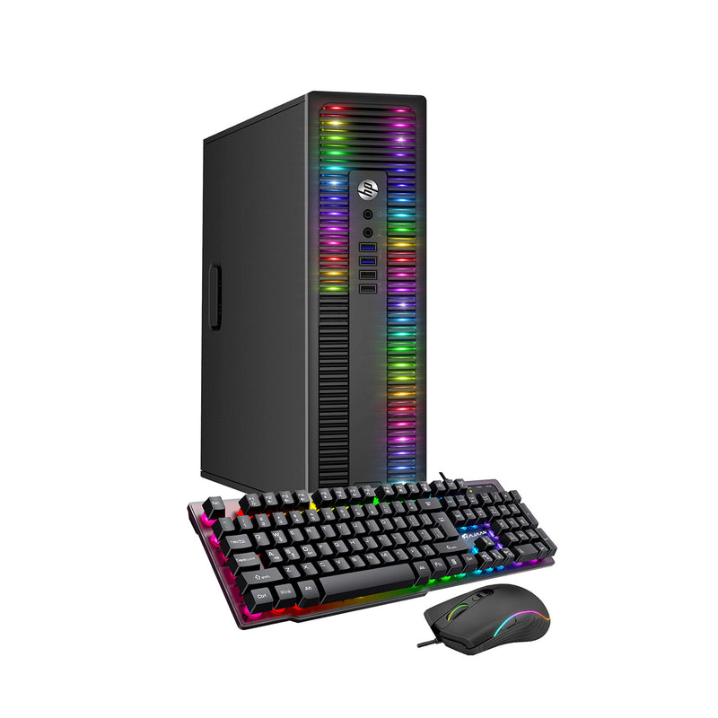 RGB Lights Desktop Computer - HP ProDesk i7 4770 3.4 GHz 16GB RAM 512GB SSD Win 10 Pro WIFI, Gaming Keyboard & Mouse - Refurbished