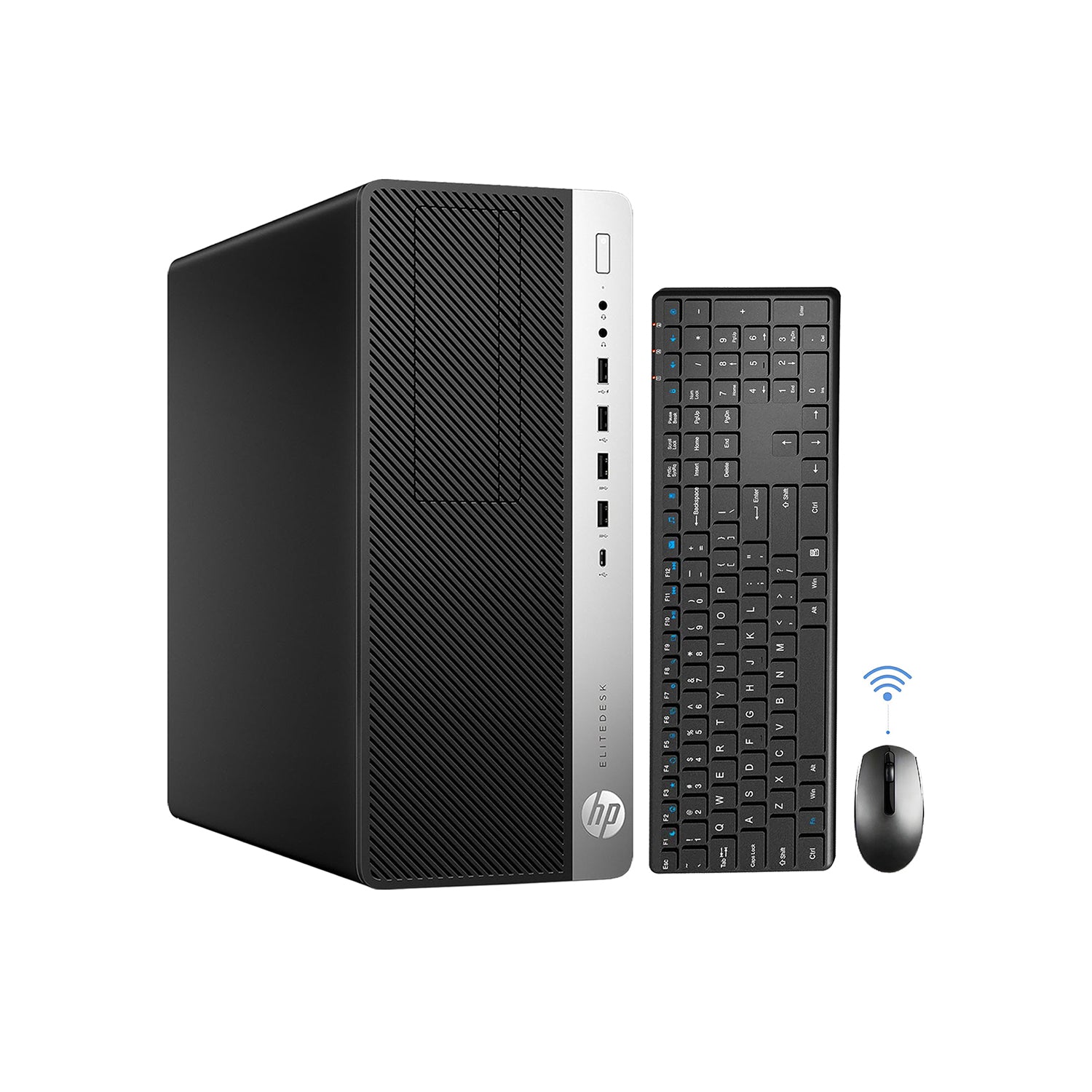 HP EliteDesk 800 G4 Desktop Tower High Performance PC (Intel Core i5 7th Gen Processor / 16GB - 32GB DDR4 RAM / 512GB - 2TB SSD / Windows 10 Pro) Wireless Keyboard and Mouse - Refurbished