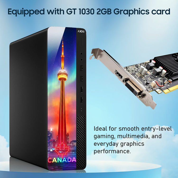 AXOII Northstar RGB Gaming Desktop PC - Intel Core i5 / i7, 16GB RAM, 512GB NVMe SSD, Dedicated Graphics (GT 1030 / RX 550 / RTX 3050), Windows 11 Pro - Refurbished