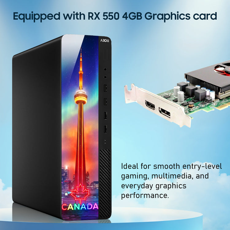 AXOII Northstar RGB Gaming Desktop PC - Intel Core i5 / i7, 16GB RAM, 512GB NVMe SSD, Dedicated Graphics (GT 1030 / RX 550 / RTX 3050), Windows 11 Pro - Refurbished