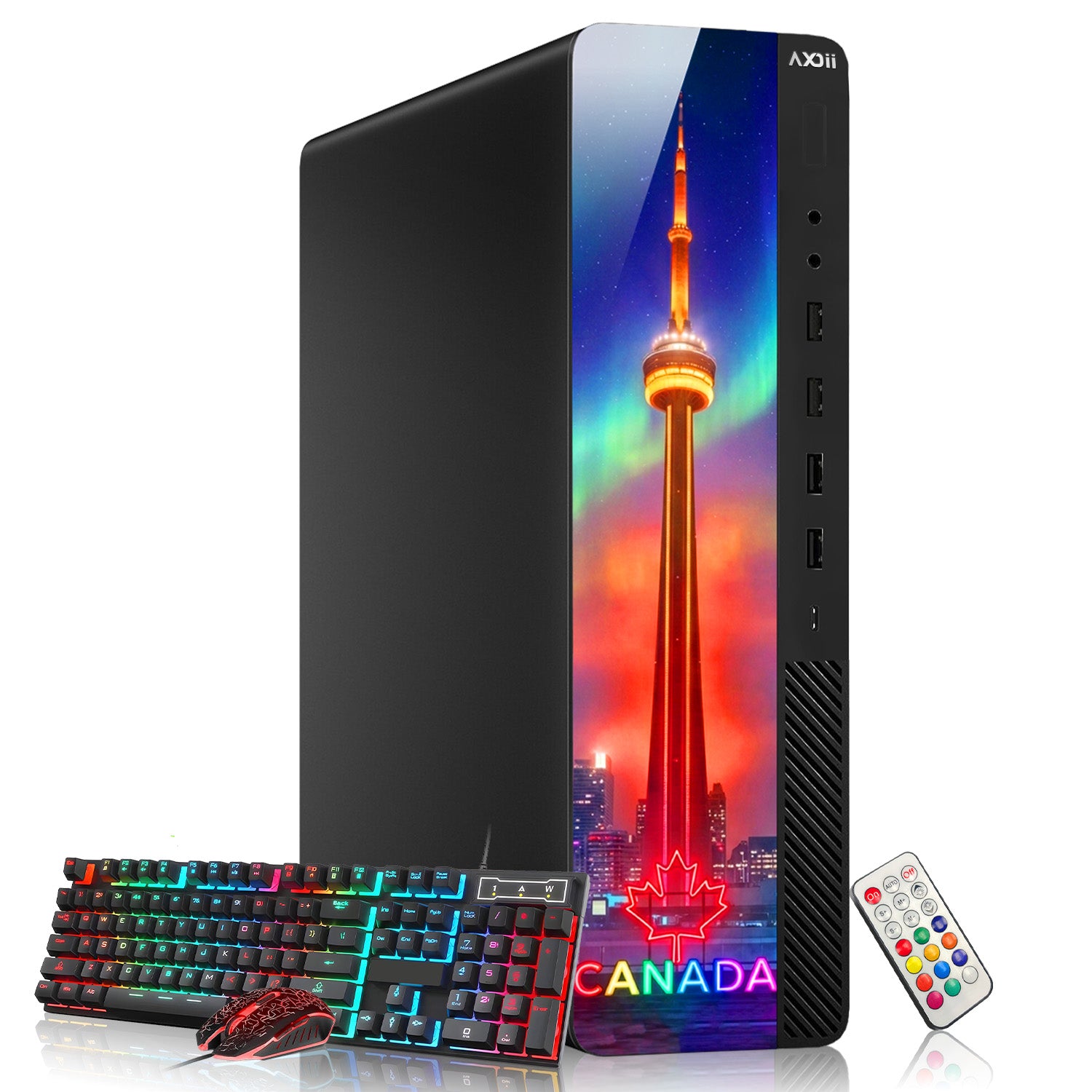 AXOII Northstar RGB Desktop PC With 24" / 27" Display FHD Monitor - Intel Core i5 / i7 - 8th Gen Processor, 16GB DDR4 RAM, 256GB / 512GB SSD, Wi-Fi, Windows 11 Pro - Refurbished