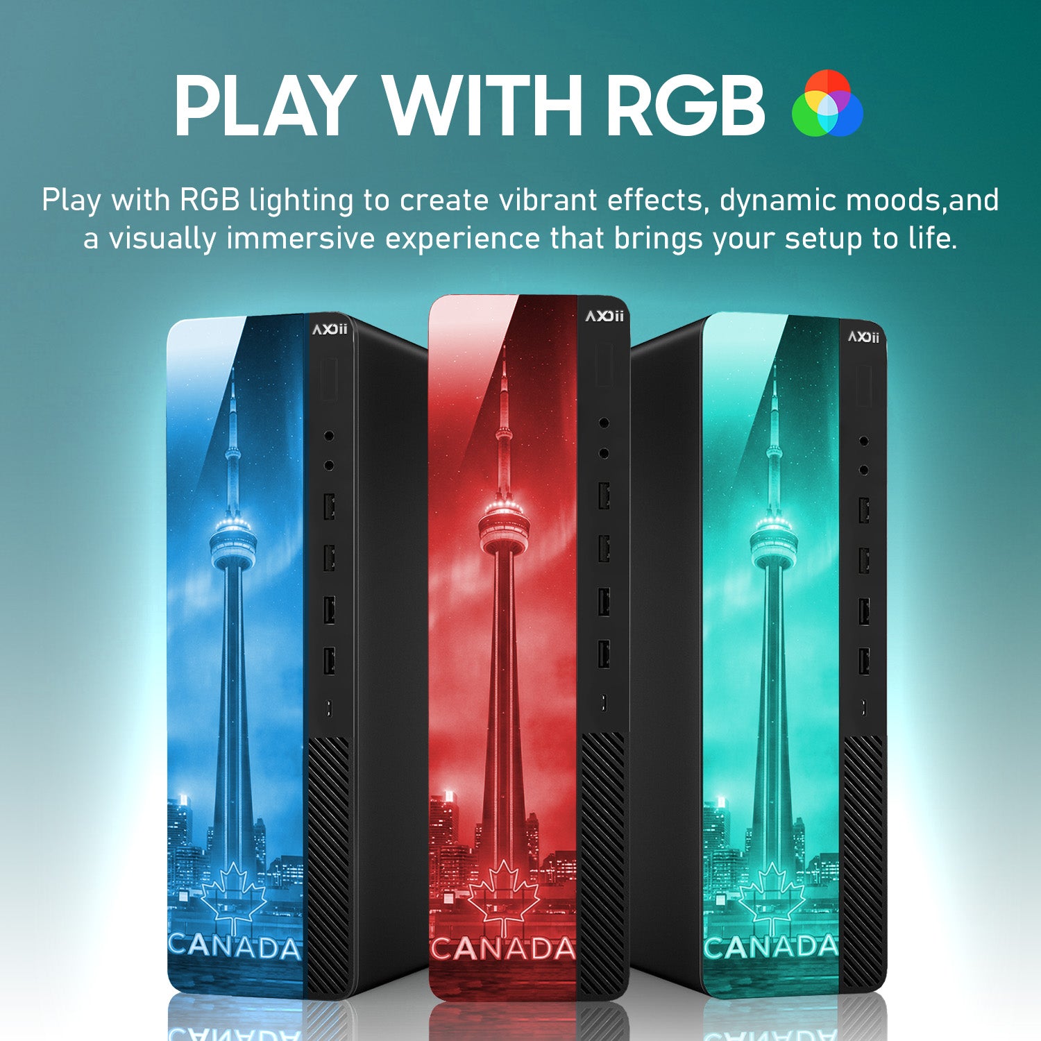 AXOII Northstar RGB Desktop Computer - Intel Core i5 / i7, 16GB RAM, 256GB / 512GB NVMe SSD, Windows 11 Pro, WiFi & Bluetooth - Refurbished Business & Home PC