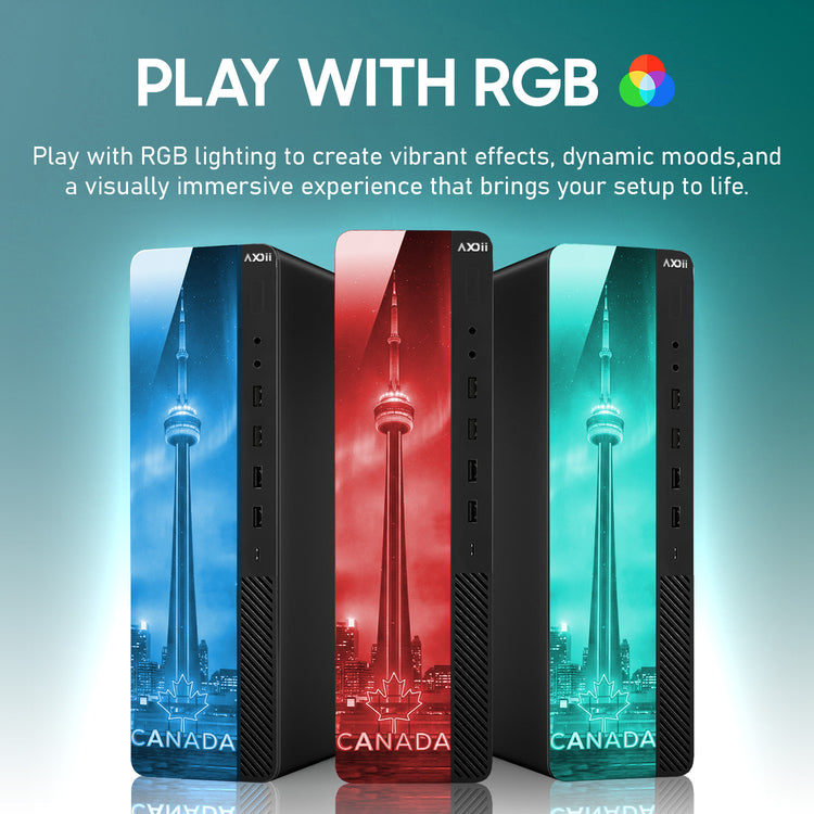 AXOII Northstar RGB Desktop Computer - Intel Core i5 / i7, 16GB RAM, 256GB / 512GB NVMe SSD, Windows 11 Pro, WiFi & Bluetooth - Refurbished Business & Home PC