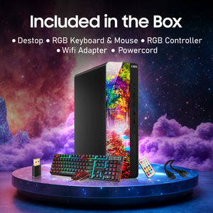 AXOII FLORA RGB Desktop PC - Intel Core i7 / i5, 16GB RAM, NVMe SSD (256GB / 512GB), WiFi, Bluetooth, Windows 11 Pro - Refurbished