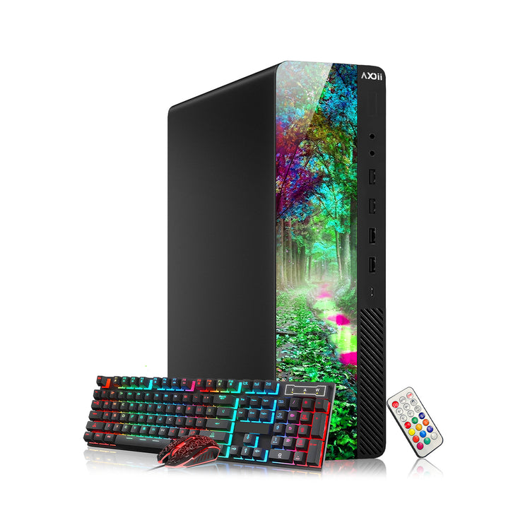 AXOII FLORA RGB Desktop PC - Intel Core i7 / i5, 16GB RAM, NVMe SSD (256GB / 512GB), WiFi, Bluetooth, Windows 11 Pro - Refurbished