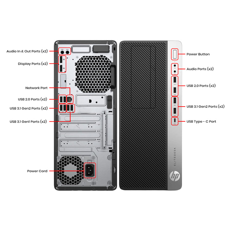 HP EliteDesk 800 G4 Tower PC, Intel i7 Hexa-Core 8th Gen Up to 4.60 GHz CPU, 16GB - 32GB DDR4 RAM, 512GB - 2TB SSD, Windows 11 Pro, Wired Keyboard Mouse, WIFI - Refurbished