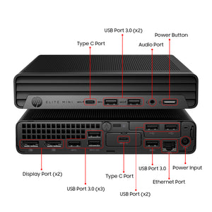 HP Elite Mini 800 G9 Desktop PC, Intel Core i5-12500T 12th Gen Processor (Up to 4.40GHz), 16GB DDR4 RAM, 1TBNVMe SSD, Windows 11 Pro - Refurbished