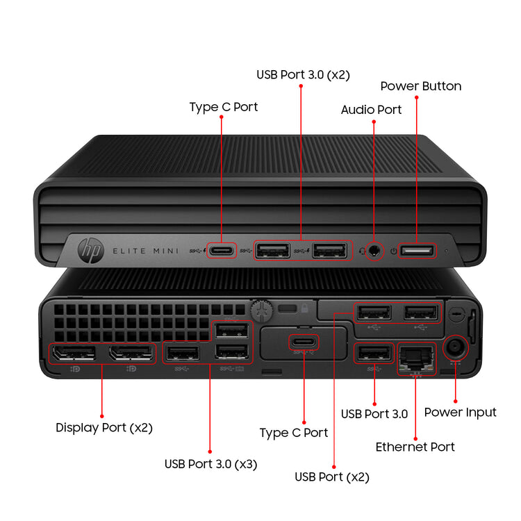 HP Elite Mini 800 G9 Desktop PC, Intel Core i5-12500T 12th Gen Processor (Up to 4.40GHz), 16GB DDR4 RAM, 1TBNVMe SSD, Windows 11 Pro - Refurbished