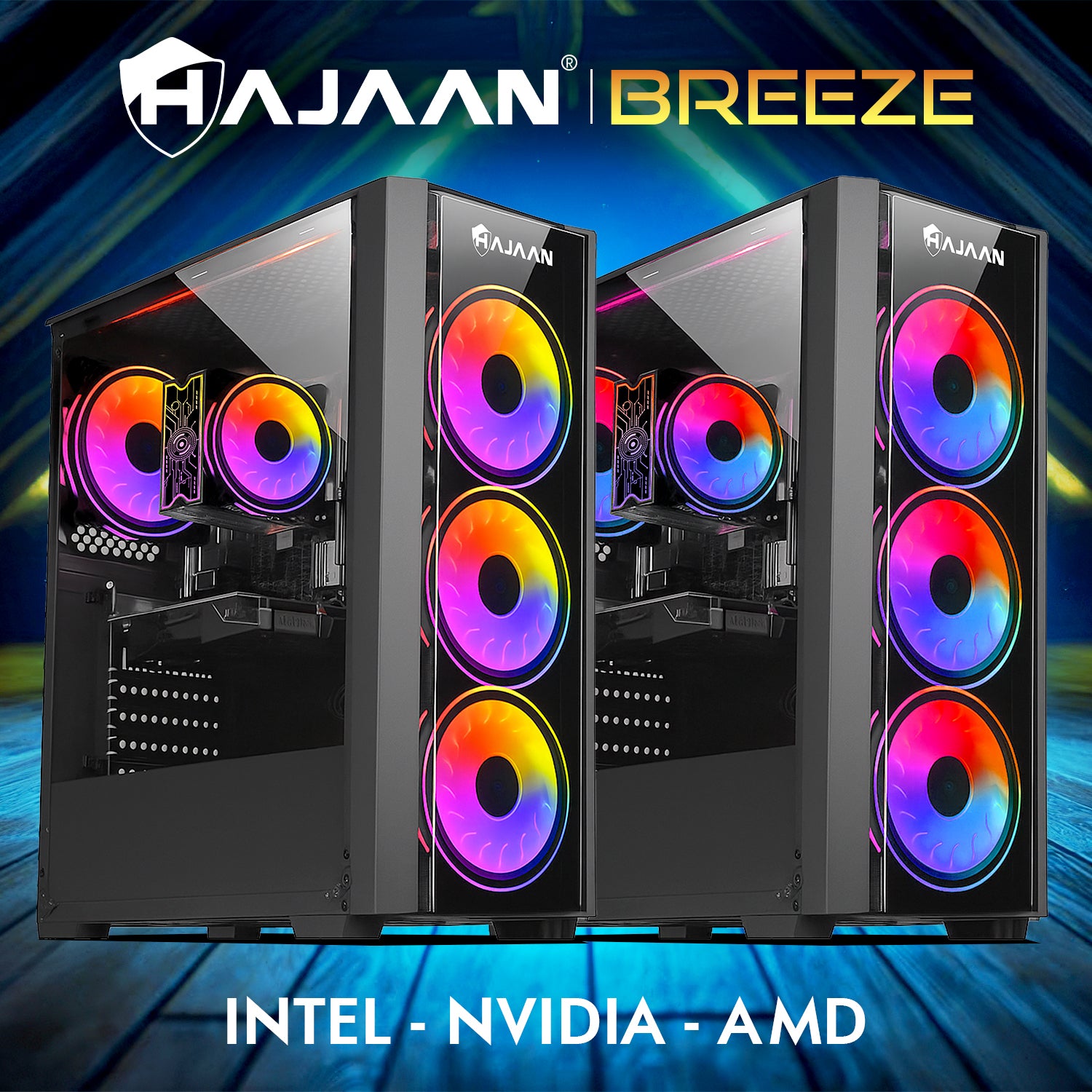 HAJAAN BREZEE Gaming Tower PC - AMD Ryzen 7 5700X /  Graphics Card - RX 580, GTX 1660s, RTX 3050, 3060, 4060 / 32GB DDR4 RAM / 1TB NVMe - 2TB NVMe M.2 SSD / Windows 11 Pro / WiFi / Gaming keyboard and Mouse
