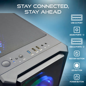 HAJAAN BREEZE Gaming PC - Intel Core i5 - 10th /12th Gen Processor, GeForce RTX 3050/3060/5060 Graphics Card, 32GB DDR4 RAM, 1TB SSD, Windows 11 Pro