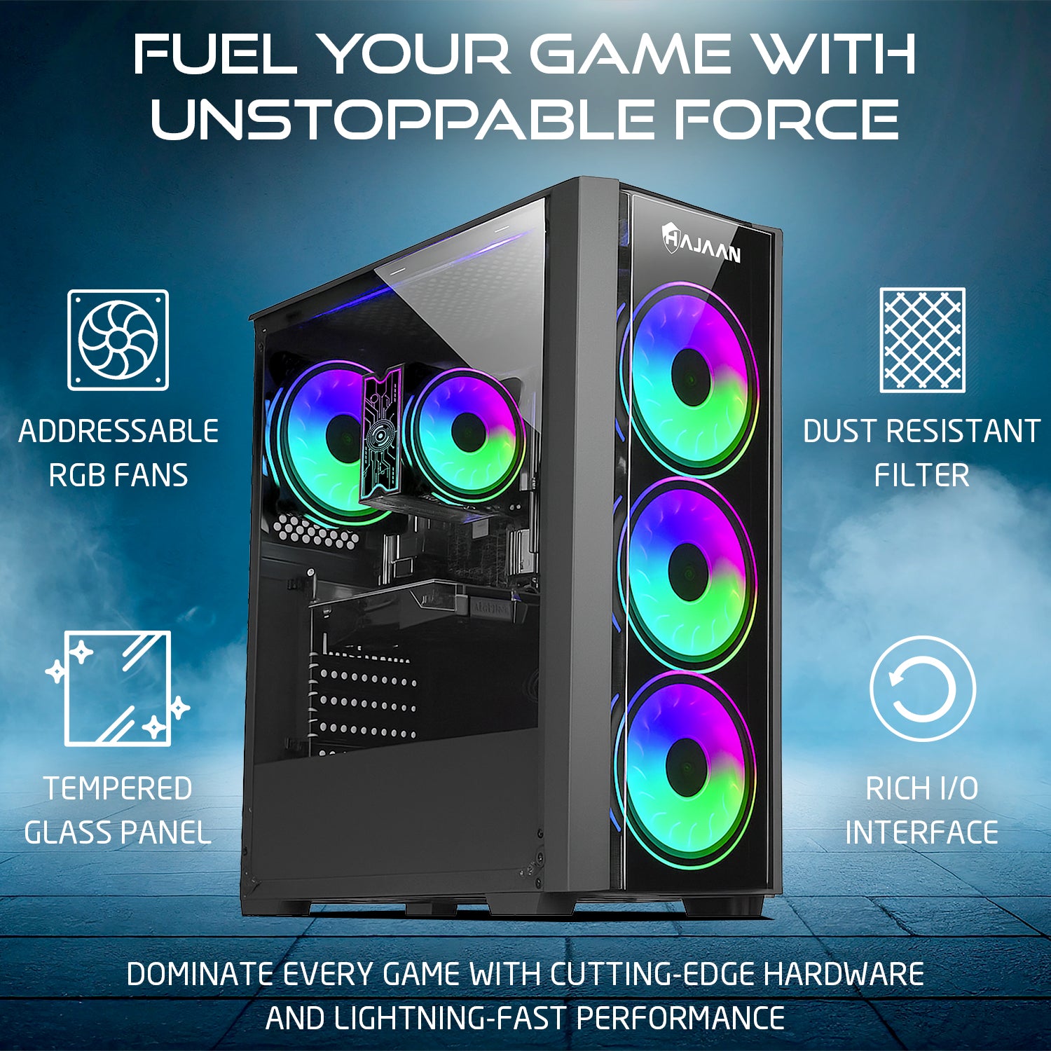 HAJAAN BREZEE Gaming Tower PC - AMD Ryzen 5 5600X /  Graphics Card - RX 580, GTX 1660s, RTX 3050, 3060,5060 / 32GB DDR4 RAM / 1TB NVMe - 2TB NVMe M.2 SSD / Windows 11 Pro / WiFi / Gaming keyboard and Mouse