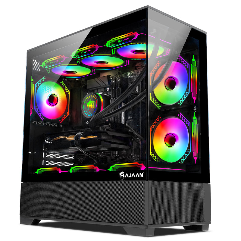HAJAAN SuperX Liquid Cooled Gaming PC Tower Desktop - 32GB DDR4 RAM - 1TB NVMe SSD - Wifi 6 - Bluetooth - Windows 11 Pro