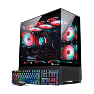 HAJAAN SuperX Gaming Tower PC - AMD Ryzen 7 5700X Up to 4.6 GHz Processor / GeForce RTX 5060 8GB GDDR7 / 32GB DDR4 RAM / 1TB NVMe SSD / Liquid Cooled / Windows 11 Pro