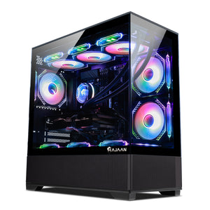 HAJAAN SuperX Liquid Cooled Gaming Tower PC - AMD Ryzen 5 5600X Up to 4.6 GHz Processor / GeForce RTX 5060 8GB GDDR7 / 32GB DDR4 RAM / 1TB NVMe SSD / Windows 11 Pro / WiFi / Gaming keyboard and Mouse