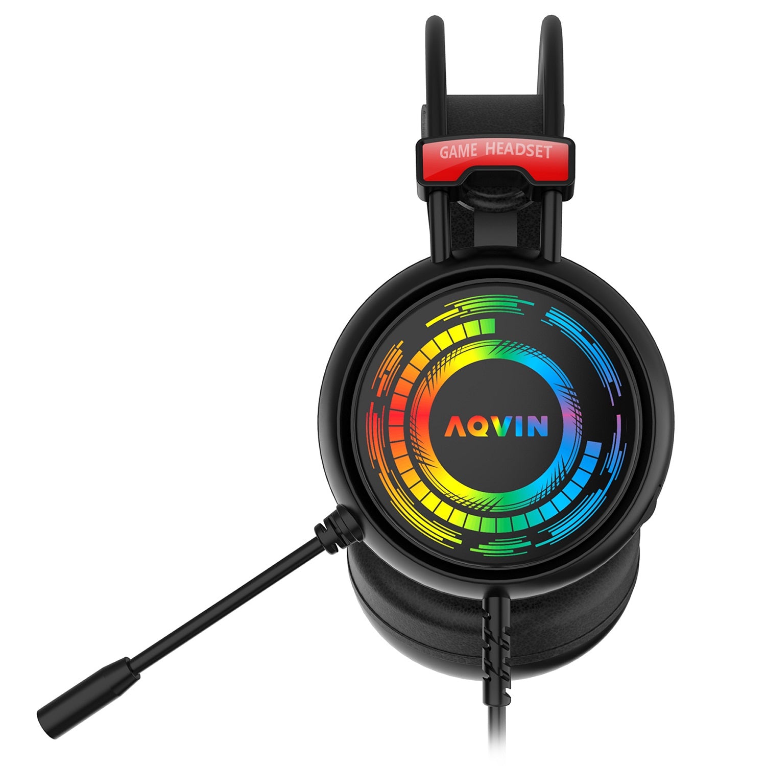 AQVIN Q300 RGB Wired Gaming Headset, RGB Backlight, 7.1 Stereo Surround Sound, 50MM Drivers, Adjustable Microphone, Over-Ear Headphones for PC, Laptop etc - Black