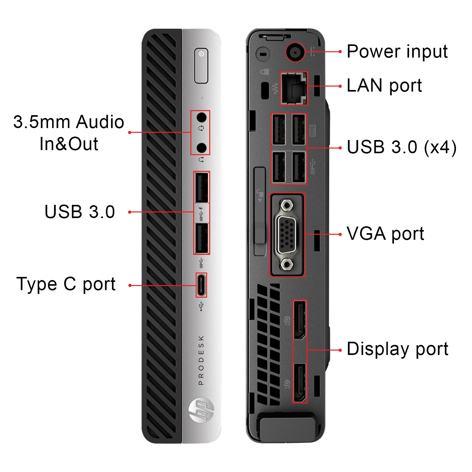 Business Desktop Tiny PC HP ProDesk 600 G3 Mini Windows 10 Pro Computer, Intel Core i5 6th/ 7th Gen CPU, 8GB - 16GB DDR4 RAM, 256GB - 1TB SSD, Wireless keyboard Mouse, WIFI - Refurbished