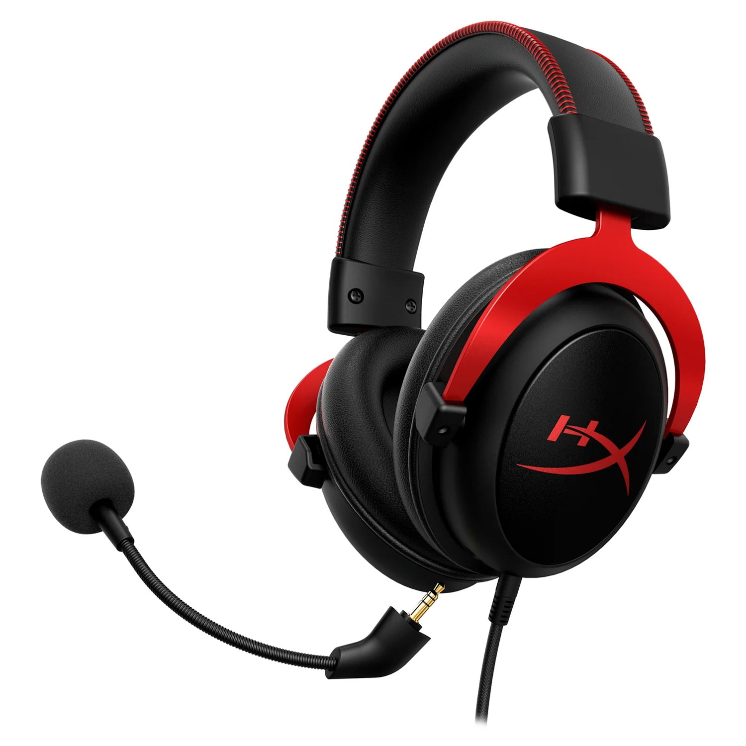 HyperX Cloud II – Wired Gaming Headset for PC, Active Noise Cancellation, Durable Aluminum Frame, Detachable Microphone, Compatibility With PC, PS5, PS4, Black-Red
