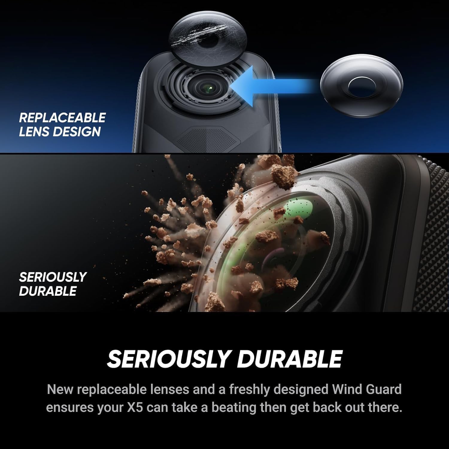 Insta360 Camera X5 Standard Bundle - Waterproof 8K 360 Action Camera, Built-in Wind Guard, Invisible Selfie Stick Effect With Replaceable Lens Guards (CINSAAHA-X501)