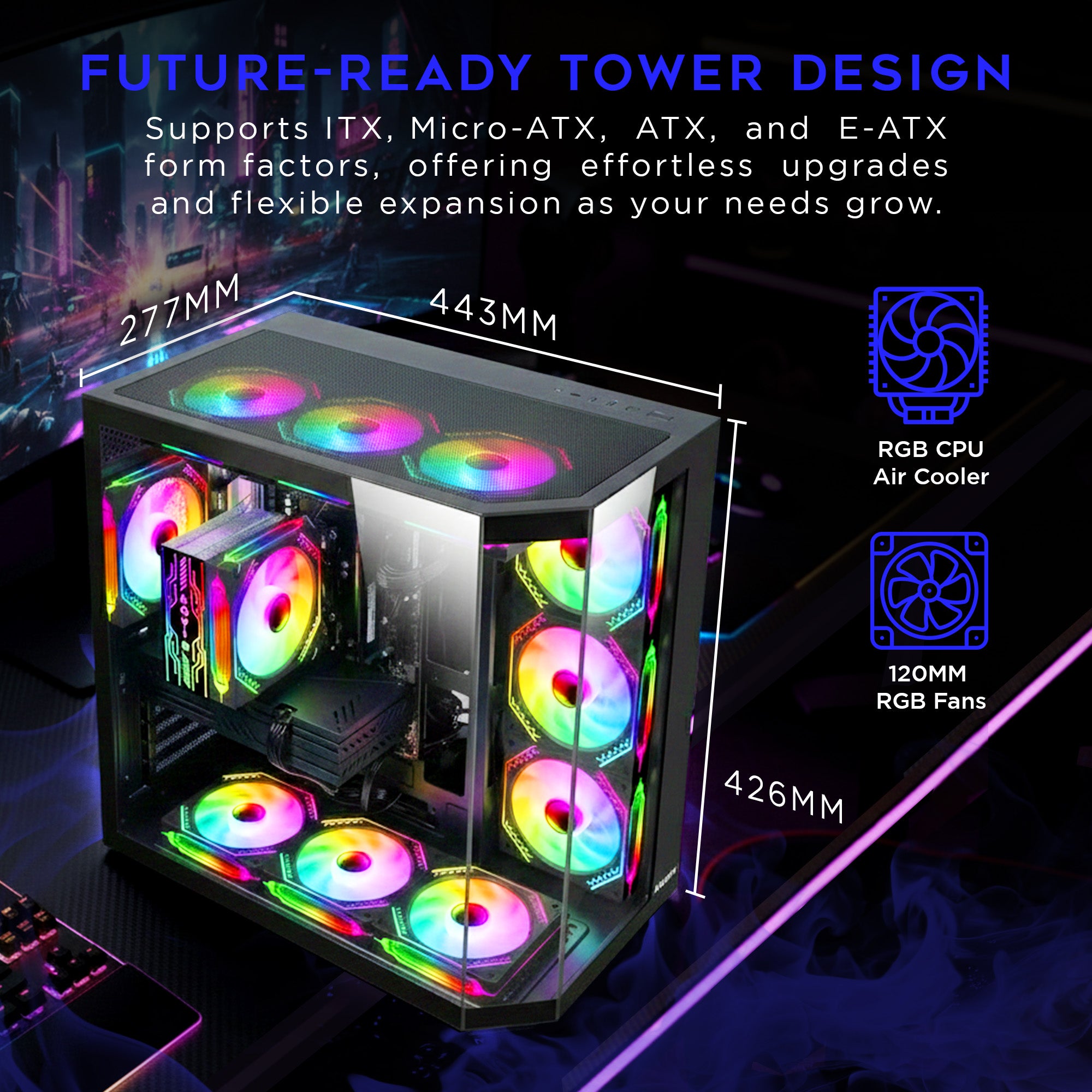 AQVIN Ignite Gaming PC, Intel Core i5 / i7 Processor, 16GB DDR4 RAM, 1TB NVMe SSD, GeForce RTX 3050 / 5050 Graphics Card, Gaming Keyboard and Mouse, Windows 11 Pro - New