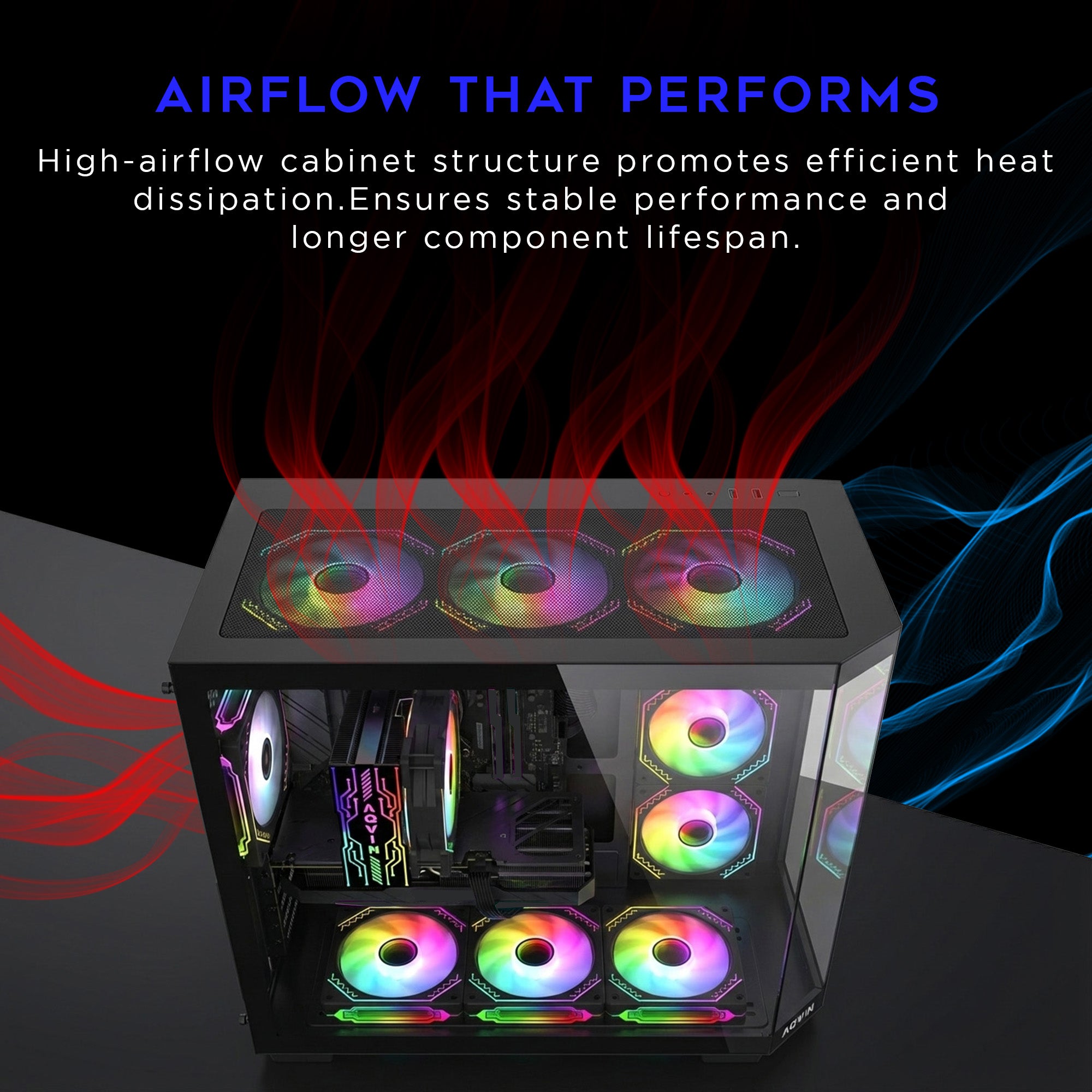 AQVIN Ignite Gaming PC, AMD Ryzen 7 Processor, 32GB DDR5 RAM, 1TB NVMe SSD, GeForce RTX 5050 / 5060 / 5070 Graphics Card, Gaming Keyboard and Mouse, Windows 11 Pro - New