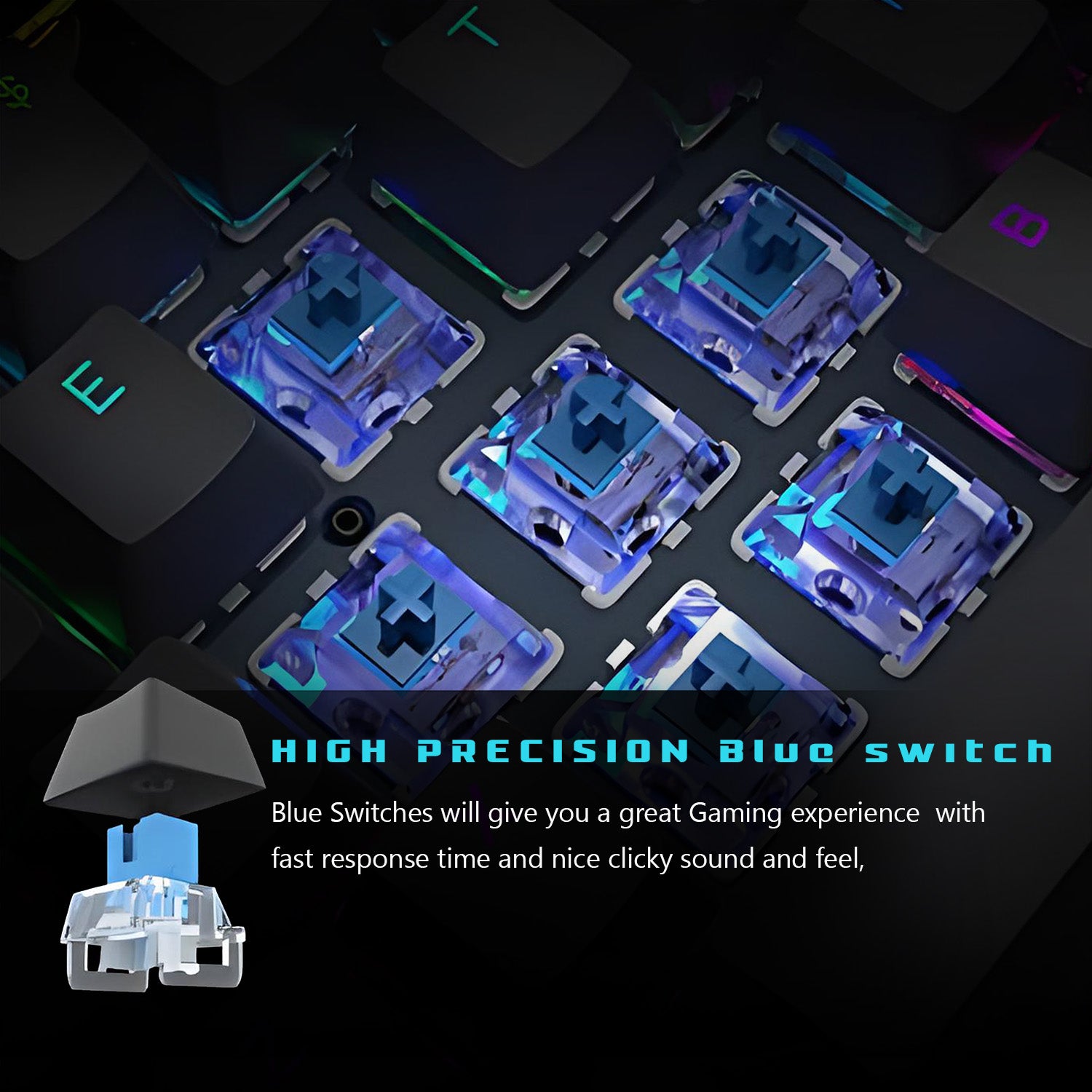 HAJAAN Wired Mechanical Gaming Keyboard and Mouse Combo RGB Backlit Gaming Keyboard with Anti-Ghosting 104 Keys and Blue Switch, RGB Gaming Mouse Up to 7200 DPI for Windows PC Gamers - (Black)