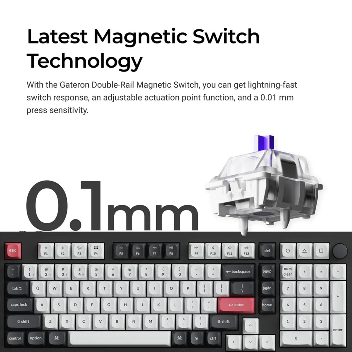 Keychron Q5 HE QMK  Wireless RGB Nebula Switch keyboard - Dynamic Rapid Trigger, Double-Gasket Mount Design With Hot-Swappable - (Q5H-M1)