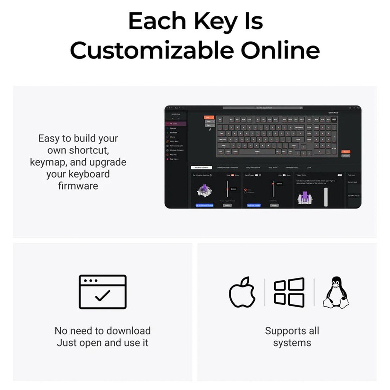 Keychron Q5 HE QMK  Wireless RGB Nebula Switch keyboard - Dynamic Rapid Trigger, Double-Gasket Mount Design With Hot-Swappable - (Q5H-M1)