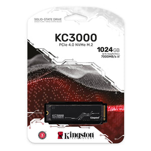 Kingston KC3000 PCIe 4.0 1024GB NVMe M.2 SSD - High-Performance Storage for Desktop and Laptop PCs, R/W Speed Up to 7000/6000 MB/s - SKC3000S/1024G
