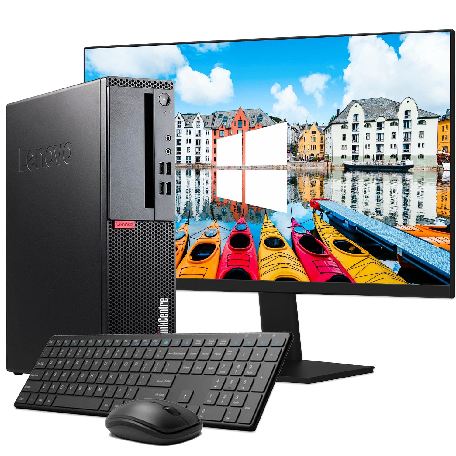 Lenovo ThinkCentre M710s SFF Desktop Monitor Combo | New 24 inch/27 inch Flat Screen | Intel Core i5 CPU | 8GB - 32GB DDR4 RAM | 256GB - 2TB SSD | Windows 10 Pro - Refurbished