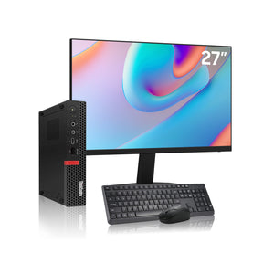 Lenovo ThinkCentre Tiny Desktop Bundle - Intel Core i5 / i7, 16GB RAM, 256GB / 512GB SSD, 24” / 27” FHD Monitor, Windows 11 Pro (Refurbished)