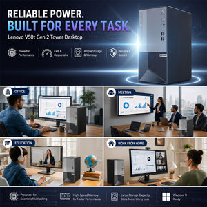 Lenovo V50t Gen 2 Tower Desktop | Intel Core i5-10400 | 16GB RAM | 512GB NVMe SSD | Windows 11 Pro - Refurbished