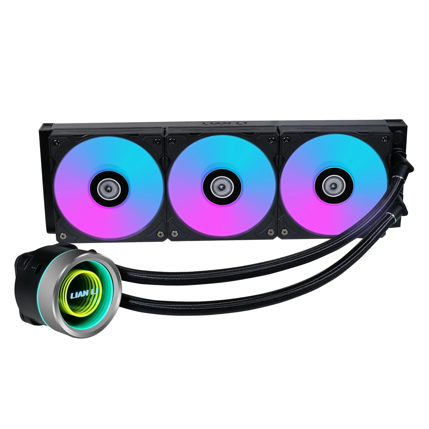 Lian-Li GA II Trinity Performance 360mm CPU Cooler Fans - Single Stack Fin Radiator With Daisy-Chainable ARGB Fan - Black (GA2T36B)