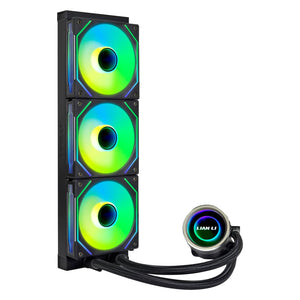 Lian-Li GA II Trinity SL-INF Performance 360mm CPU Cooler Fans - Single Stack Fin Radiator, Fluid Dynamic Bearing With Daisy-Chainable ARGB Fan - Black / White