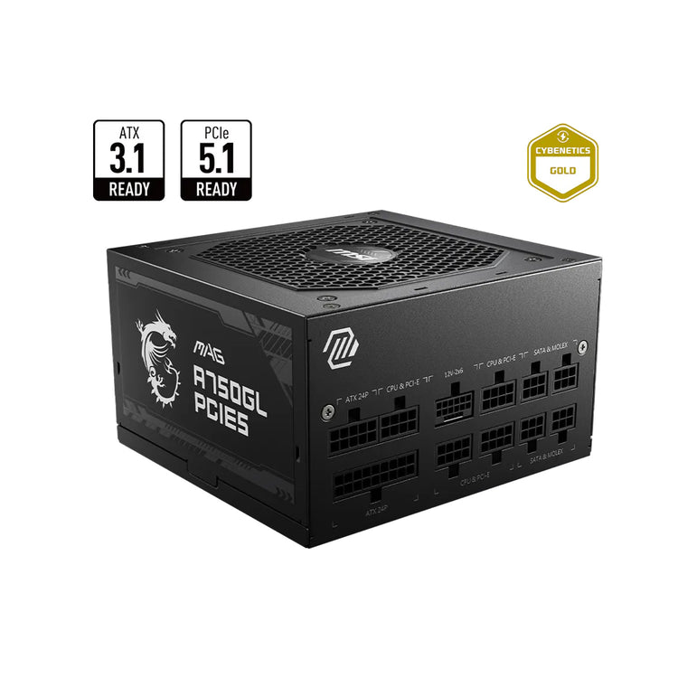 MSI MAG A750GL PCIE5 850W 80 PLUS Gold Fully Modular ATX Power Supply