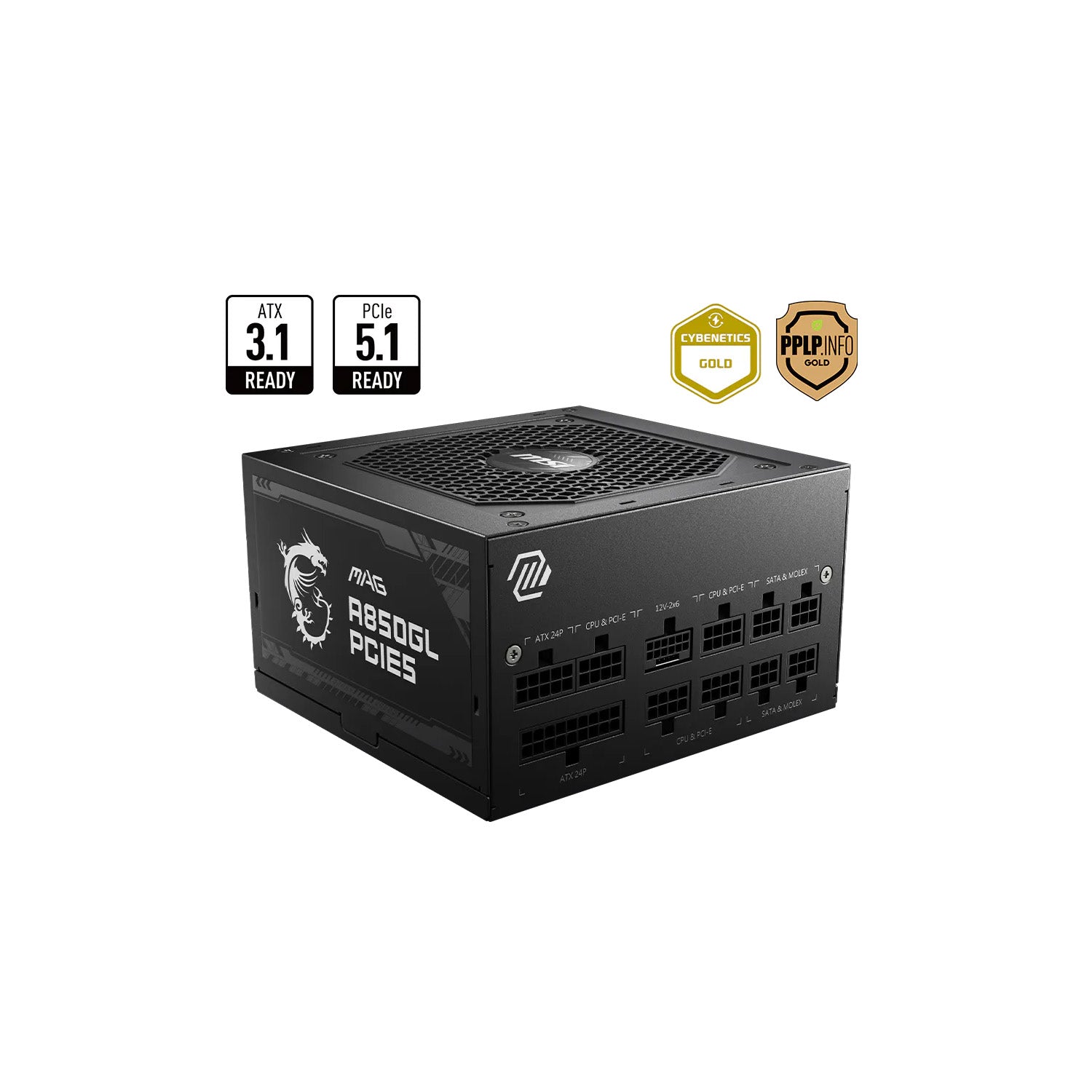 MSI MAG A850GL PCIE5 850W 80 PLUS Gold Fully Modular ATX Power Supply