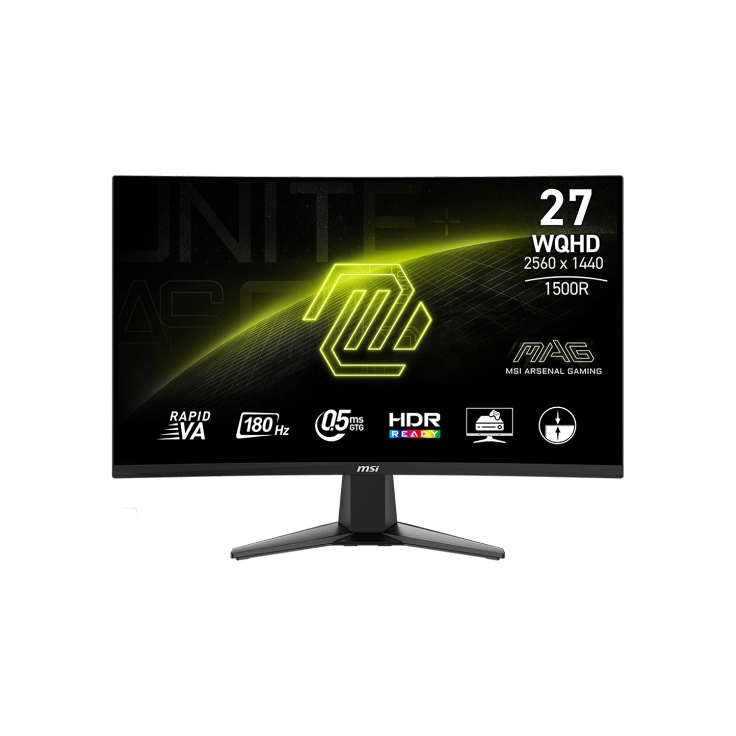 MSI MAG 27CQ6F 27-inch 2560 x 1440(WQHD) Curved Rapid VA Gaming Monitor, 180Hz Refresh Rate, Adaptive-Sync Technology With AI Vision, HDMI / Display Port