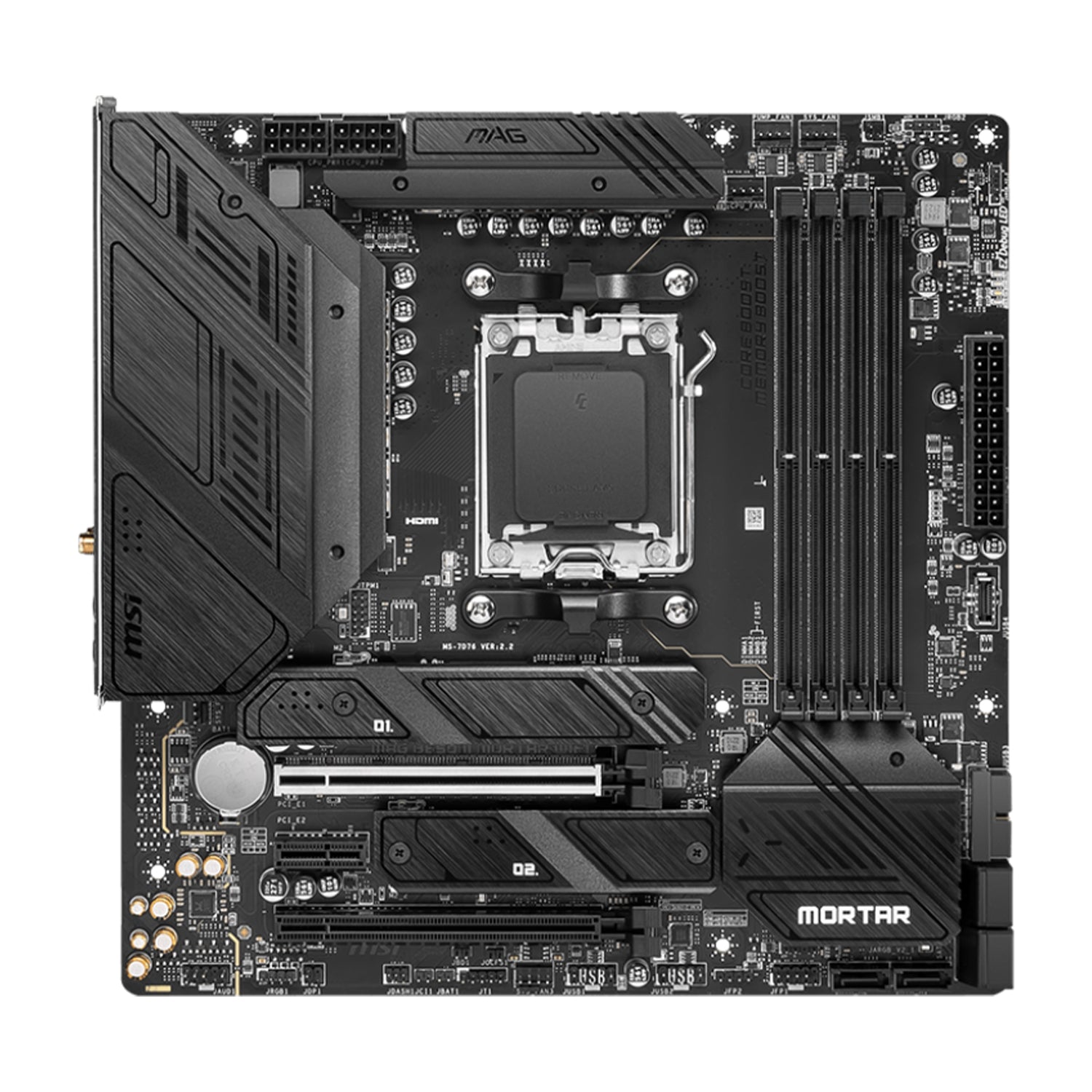 MSI MAG B650M MORTAR WIFI Motherboard, ATX - Support AMD Ryzen 9000/8000/7000 Series Desktop Processor, With DDR5 Up to 128GB Max Memory, Display Port / HDMI