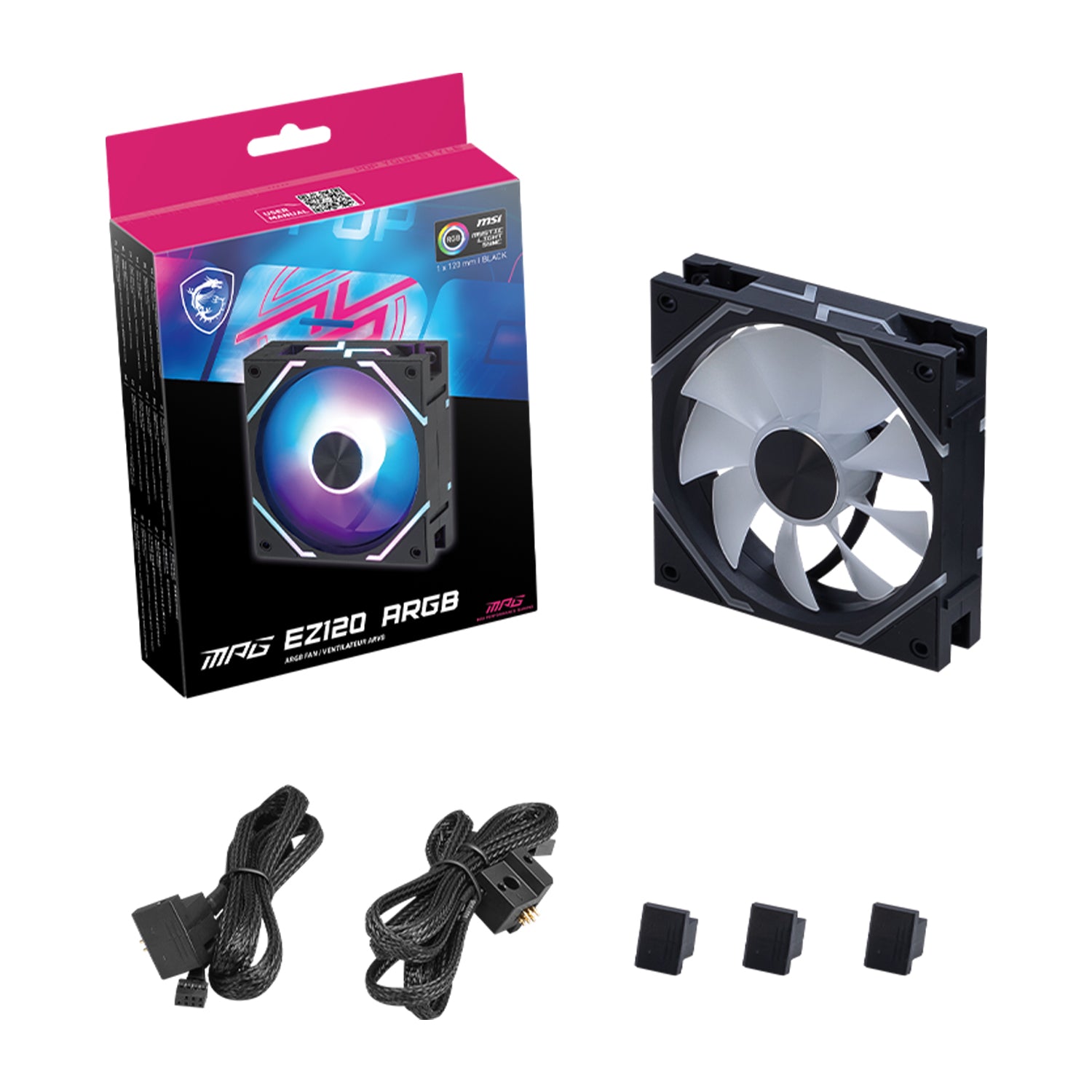 MSI MPG EZ120 ARGB-White Fan - Fluid Dynamic Bearing With Versatile Fan Blade Design, White - EZ120ARGB1B