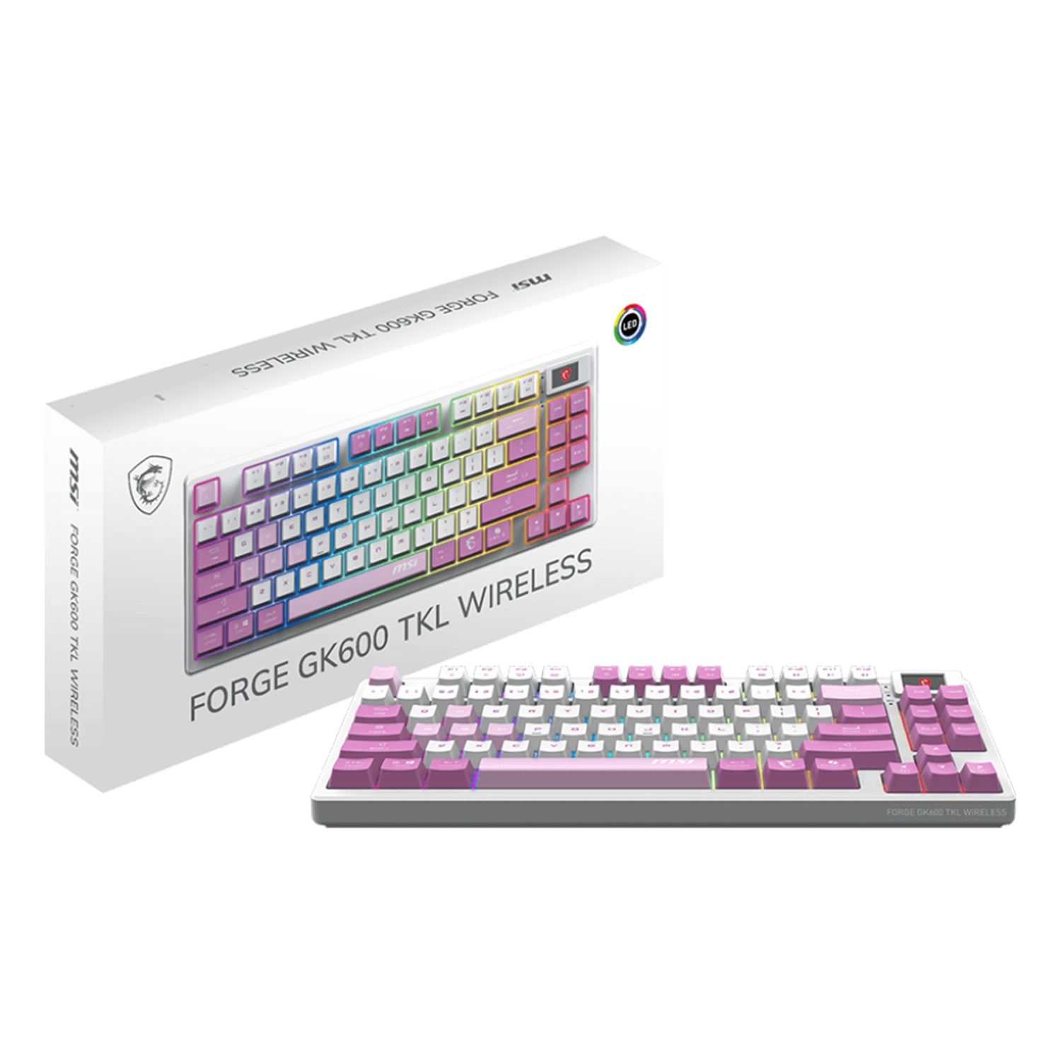 MSI FORGE GK600 TKL Wireless Violet Gaming Gear keyboard - Tenkeyless design with Mechanical Linear Switches (FORGEGK600V)