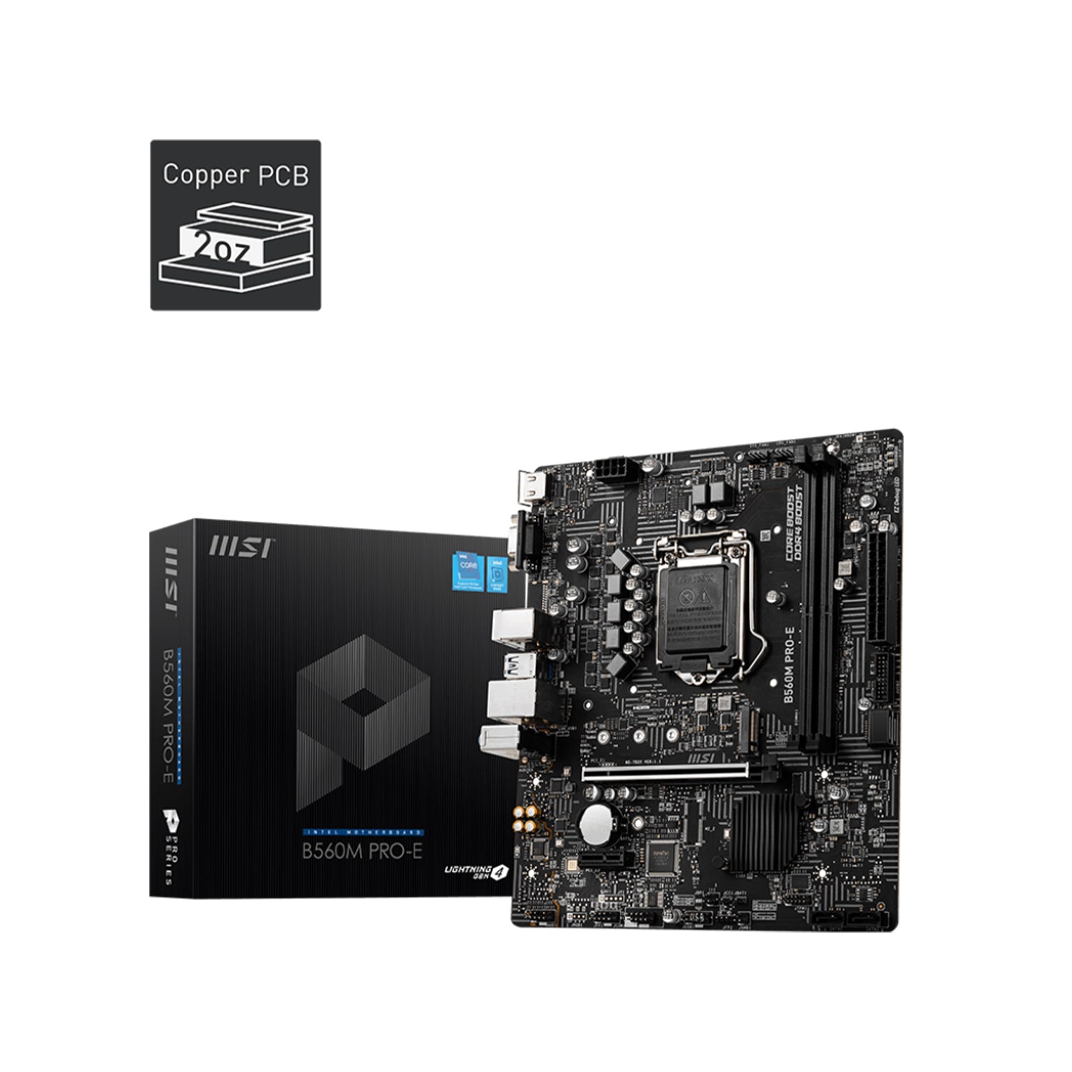 MSI B560M PRO-E Motherboard, MATX - Support 11th/10th Gen Intel Processors, PCI-E Steel Armor With Frozr AI Cooling, 64GB DDR4 Max Memory, HDMI, VGA