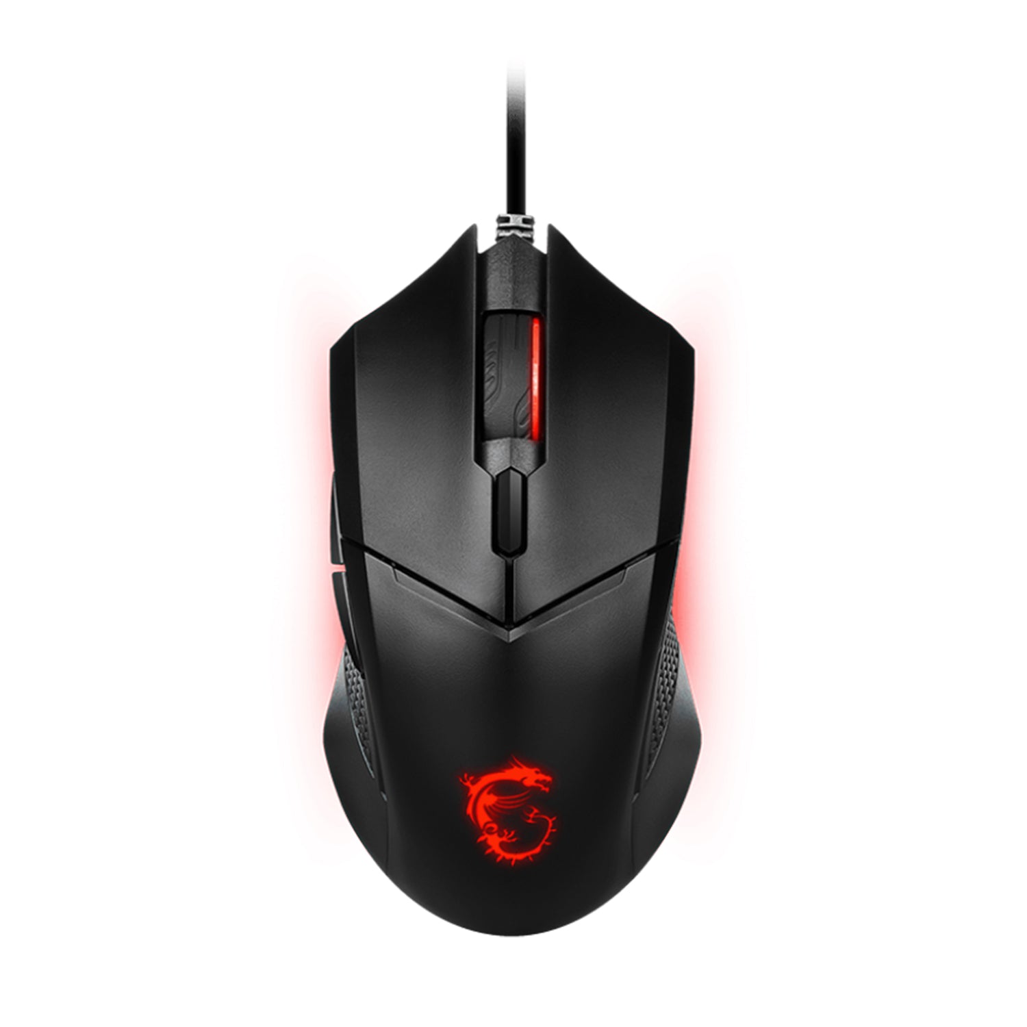 MSI Clutch GM08 Gaming Wired Mouse - Accurate Optical Sensor With Dragon Scale Design Side Grips, On The Fly DPI Changing With Red LED - Black